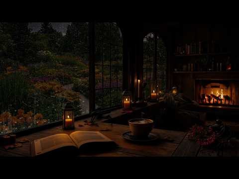 Soft Summer Rain Outside the Open Window🌧🔥(No Ads) | Peaceful Fire Ambience for Sleep, Study & Relax