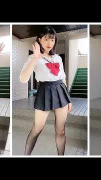 【TikTok】神回♡超ミニ制服JK 黒タイツまとめ 太もも Part38