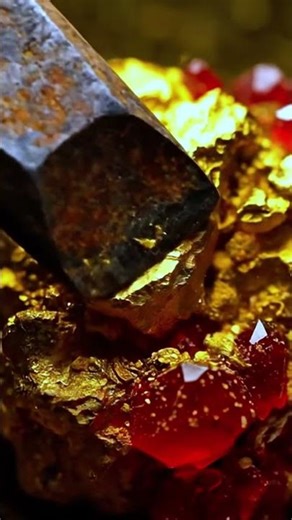 ASMR gold — extracting gold stuck to chalcedony rock using a chisel