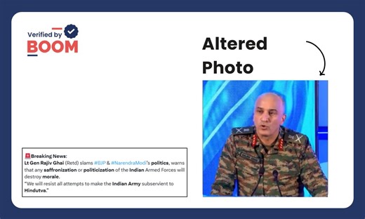 Video Of Lt. Gen Ghai Claiming Saffronisation Of Indian Army Is A Deepfake | BOOM
