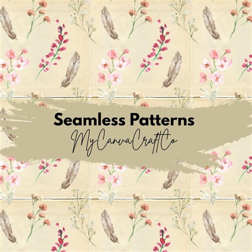 Vintage Floral Feather Seamless Pattern Soft Romantic Background Digital Paper 12x12 Printable Design - Etsy