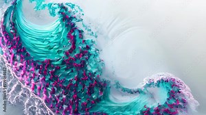 An intricate and beautiful fractal artwork woven with turquoise blue and magenta pink. The swirling curves connect infinitely, displaying an organic movement that resembles a living organism.