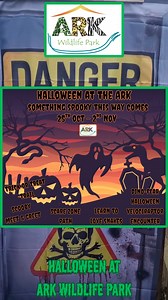 Halloween at Ark Wildlife Park. Something spooky this way comes..... the Arks biggest Halloween event, this October half term 25th Oct - 2nd Nov, all included with your standard entry, no need to book.🎃🎃🎃 🎃Scooby Meet & Greet 🦖Dino-fear, Halloween Velociraptor Encounter 👻Scare Zone Path 🍬Trick or Treat Trail 🐍Learn to Love Snakes Encounters www.arkwildlifepark.co.uk | ARK Wildlife & Dinosaur Park