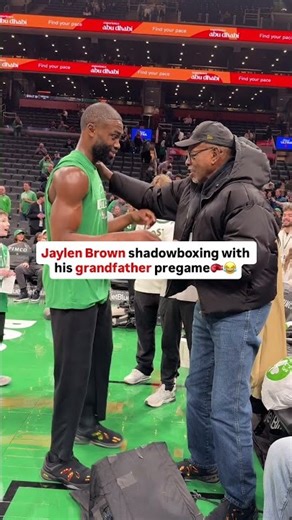Jaylen Brown SHADOW BOXING His Grandfather at Celtics Game 😂🥊