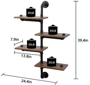 [Hot Item] Industrial Pipe Shelving Retro Rustic Wall Mounted Floating Shelves with Wood Planks for Bar Kitchen Living Room