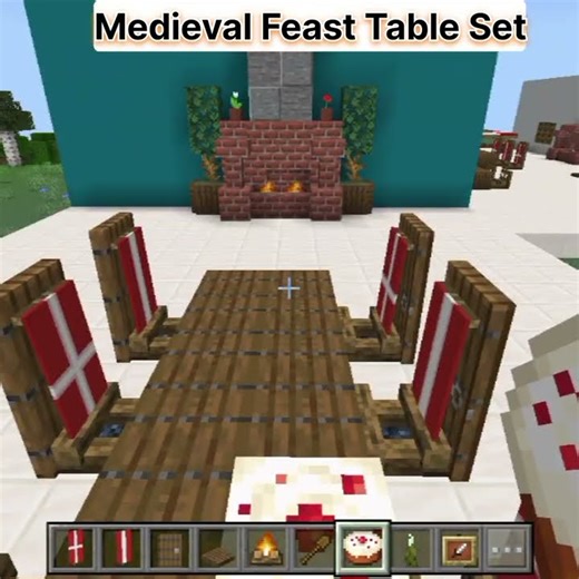 how yo make Medieval Feast Table Set #shorts #minecraft #minecraftyoutube #minecraftgameplay