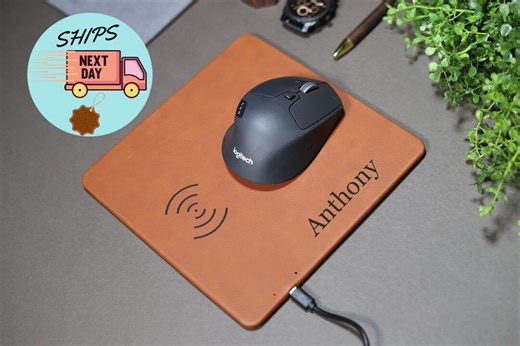 Custom Charging Mat, Personalized Leather Wireless Charger, Personalized Phone Charger, Coworker Gift, Gift for Him & Her, Office Gifts - Etsy