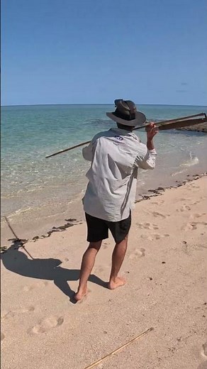 Az from Back 2 Basics Adventures gives hand spearing a go to catch some fish 🐠