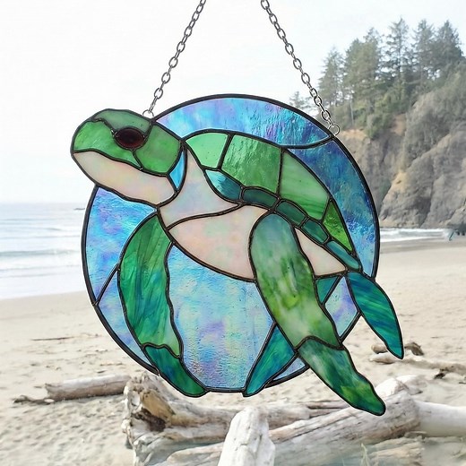 Stained Glass Sea Turtle Pattern: DIY Suncatcher (PDF & PNG) - Etsy
