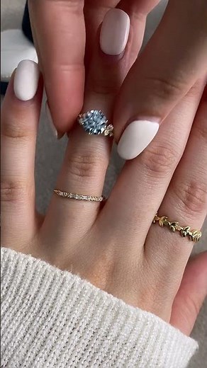 Blue Diamond Cluster Engagement Ring