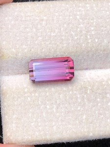 Bi-color Pink & Purple Tourmaline Gemstone: 2.70 Ct Afghan Emerald Cut - Etsy UK