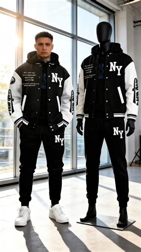 Men's 2-Piece Set: Color-Block Letter Print Button-Front Jacket & Elastic-Waist Track Pants#TikTokShopBlackFriday、#TikTokShopCyberMonday、#spotlightfinds#TridentNoTheTown25