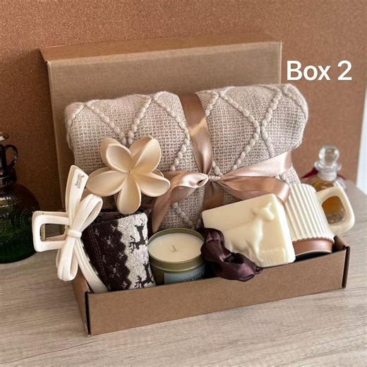 Cozy Winter Gift Box – Knit Blanket, Handmade Soap & Coffee Cup - Etsy