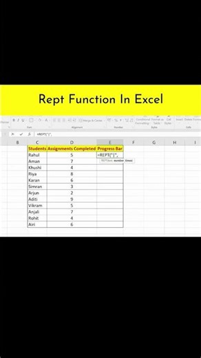 Create Progress Bar in Excel using REPT Function