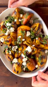 1.9K views · 24 reactions | Caramelized juicy and lightly smoky grilled peaches are simply adorned with olive oil and balsamic vinegar. They are topped with honey, chili, basil and fresh goat cheese. This grilled peach salad takes only 15 minutes to make, and is a deliciously gourmet side dish to serve for peach season. RECIPE>> https://www.healthyseasonalrecipes.com/grilled-peach-salad-with-goat-cheese-and-basil/ | Healthy Seasonal Recipes | Facebook