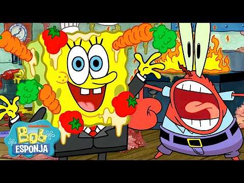Bob Esponja | Os maiores desastres culinários do Bob Esponja! 🫣 | 10 minutos | Português