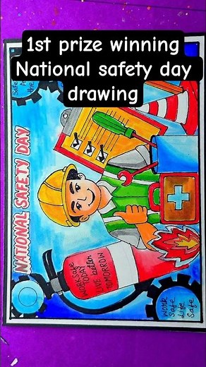 National Safety Day Drawing easy,4th March| Safety Day Poster Drawing| Safety First drawing