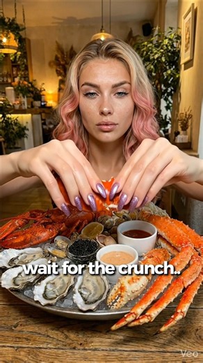 She showed up to the seafood tower looking like THAT 🦞🦪✨ | AI ASMR