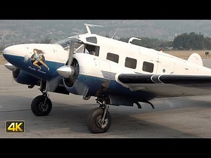 Beech 18 | Engine Start & Take Off | RARE visitor in Penticton BC Canada