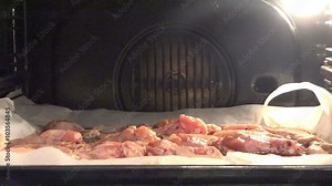 The process of cooking in the oven heat