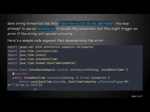 Resolving the ZonedDateTime Unmarshalling Error in Java XML Processing