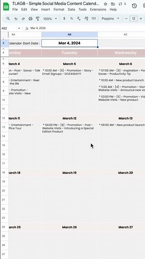 A simple but powerful Social Media Content Calendar - Google Sheets Template 😊👩🏻‍💻✨#socialmediatips