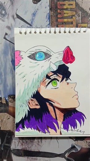 Inosuke drawing demon slayer | inosuke drawing 😍 #shorts