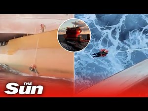 GreenPeace protestors break onto Shell ship in the middle the ocean in dangerous footage