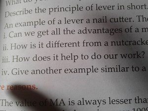 Describe the principle of lever in short. An example of a lever... | Filo