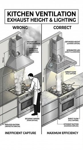 Kitchen Exhaust Hood Height Explained | Correct Ventilation and LED Placement Guide