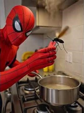 in the kitchen with spider man