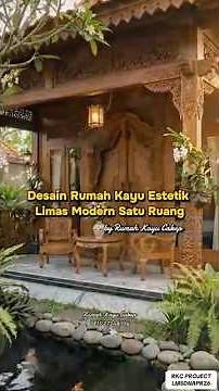 Desain eksklusif rumah kayu limas modern indah menenangkan 🍃✨ #rumahkayu #villa #joglo