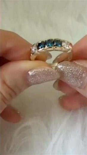 Blue & White Diamond Ring 💙✨ | 3 Center Blue Diamonds That POP