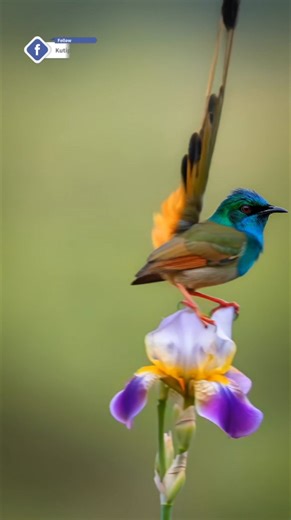 Beautiful Bird & Purple Iris Flower 🌿🌸🐦 #ExoticBird #BirdLovers #WildLife #BirdPhotography #MacroLens #pájarolindo #amantedelospájaros #kicauanburung #pecintaburung #ReelsFB #Trending #Viral #FYPシ | Pájaro Lindo