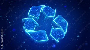 Recycle Digital Technology Virtual Screen HUD Hologram Hi Tech Loop concept. E-Waste Recycling. Electronic waste, Clean Environment. Waste recycle management, eco friendly, go green ecology