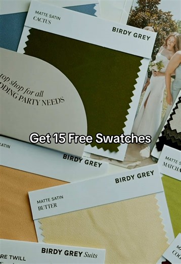 BRIDES ✨🤌 This is your sign to RUN to @Shop Birdy Grey as they are allowing you to choose 15 Free swatches free suit swatches for a limited time!! Must use discount code
