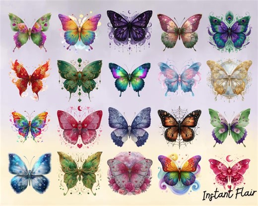 Watercolor Butterfly Clipart Bundle, Transparent PNG Graphics (digital Download) - Etsy
