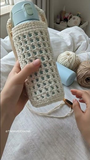 Crochet Water Bottle Holder – Handmade Crochet Bottle Carrier