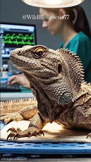 Emergency Vet Saves Frilled Lizard After Dog Attack | Defensive Display During Treatment