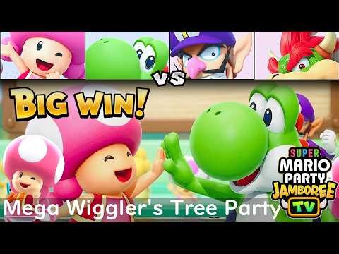 Super Mario Party Jamboree TV Toadette & Yoshi vs Waluigi & Bowser in Mega Wiggler's Tree Party