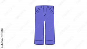 The jeans gradually appear on the screen from full transparency to 100%. Baby pants animated icon. Cartoon funny animation on transparent background Stock Video
