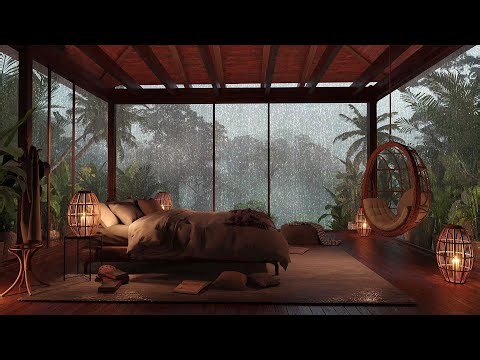 Tropical Bedroom in a Rainy Forest with Wind Sounds & Thunderstorm