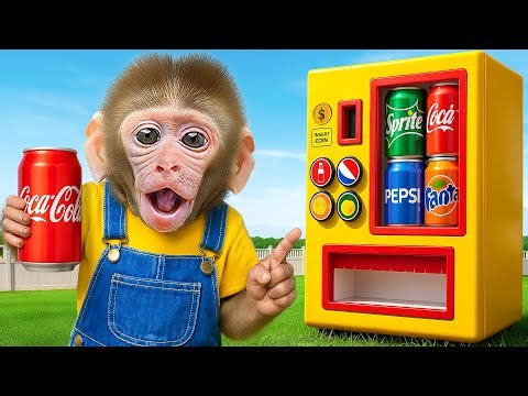 KIKI Monkey Plays GIANT SODA Vending Machine with His Duck Friend | KUDO ANIMAL KIKI