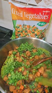 Greetings everyone, It's a pleasure to collaborate with ABC FOODS using this fabulous Mixed Vegetables from Ardo . Let's prepare a delicious dish that will impress your guests 🥰. This is my Pakistani style Mixed Vegetables Pulau Recipe. Let's get started. Mix Vegetables Pulau Recipe Serve 6 : Ingredients: - 400 grams potatoes, cut into pieces and fried. -200 grams soya chunks , fried. -400 grams frozen Mixed Vegetables . -2 big onions, sliced. - 3 bay leaves. -1 tsp black pepper corn. -1 tbsp w
