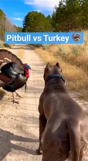Pitbull vs Wild Turkey Unexpected Encounter 🐕🦃