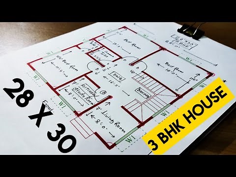 28 x 30 house plan II 28 X30 GHAR KA NAKSHA II 3 BHK HOUSE PLAN