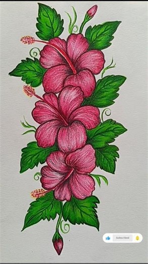 Hibiscus Flower Drawing 🌺😍Full tutorial on my channel!#shorts #drawing #art #hibiscus #shorts #art