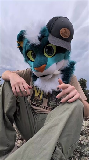 Sabertooth finally in his natural habitat 🩵🐾 | #furry #furryfandom #furrycommunity #furrycreator #fursuit #fursuiter #fursuiting #fursona #sabertooth #sabertoothtiger #feline #furrytiktok #fyp #furrytrash #furrymeme #hiking #mountains