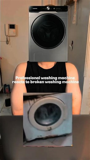Professional washing machine reacts to broken washing machine #meme #trending