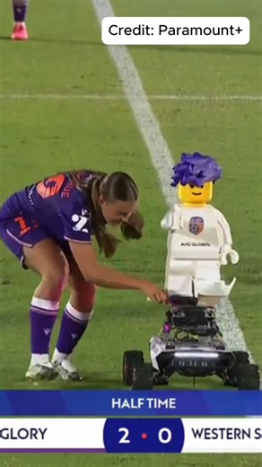 Anything can happen in the A-League 😂🤖 Darren is the Perth Glory robot who brings the ball out at half-time... let's just say he wasn't at his best on Friday night. 🎥 Paramount | Football360.com.au